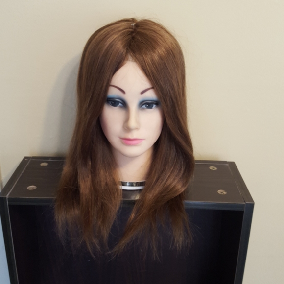 Hair Topper HH Remy Brown w/Carmel Highlight